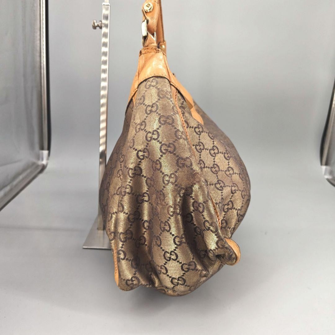 GUCCI Shoulder Bag Purse GG Canvas Leather Brown Beige uthentic