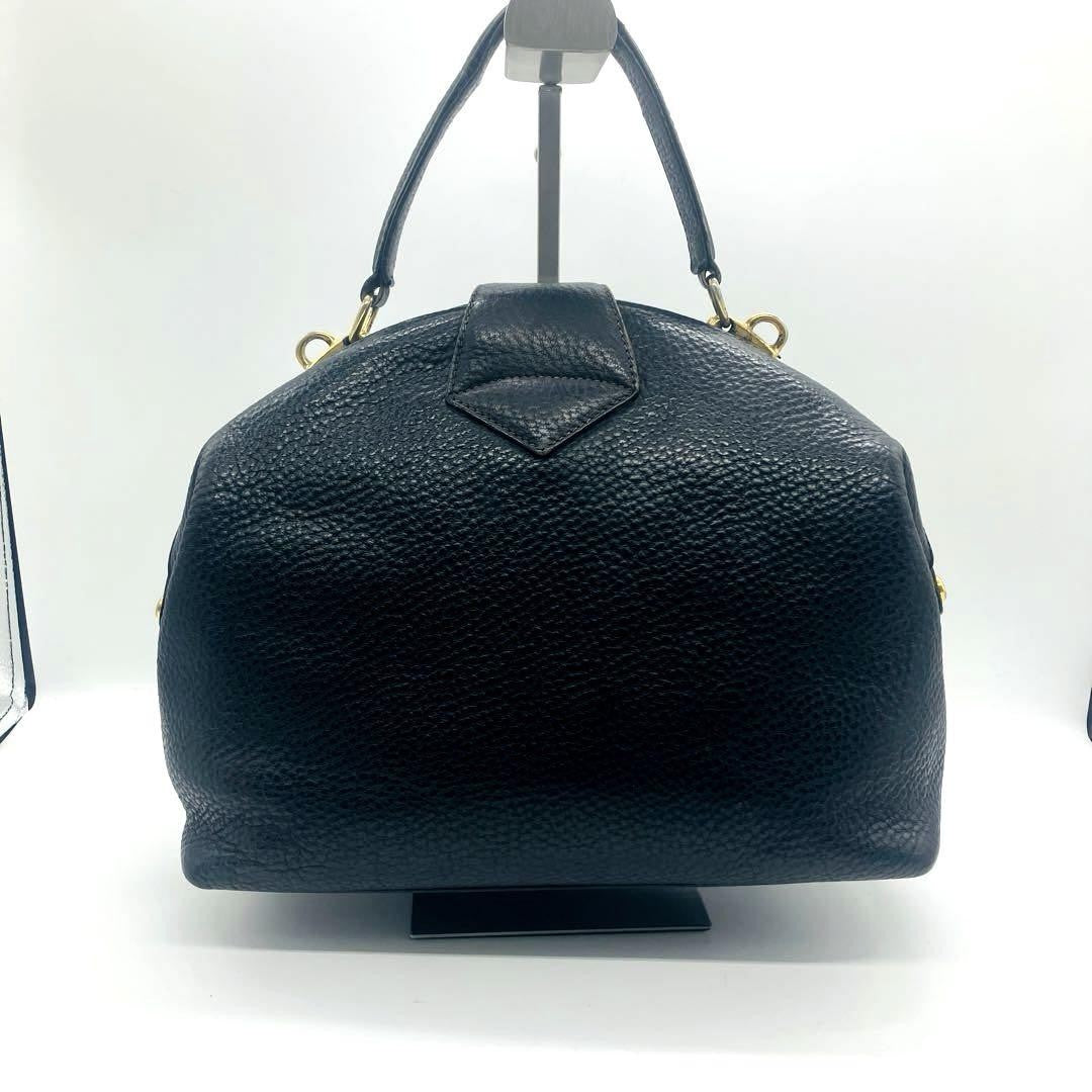 Valentino Garavani Hand Bag Tote Purse Logo Leather Black Authentic