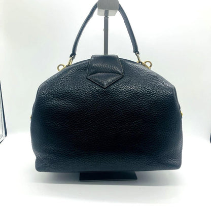 Valentino Garavani Hand Bag Tote Purse Logo Leather Black Authentic