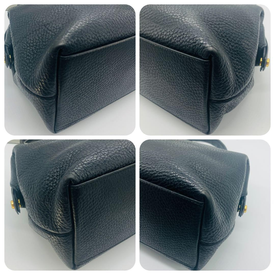 Valentino Garavani Hand Bag Tote Purse Logo Leather Black Authentic
