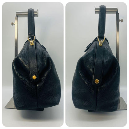 Valentino Garavani Hand Bag Tote Purse Logo Leather Black Authentic