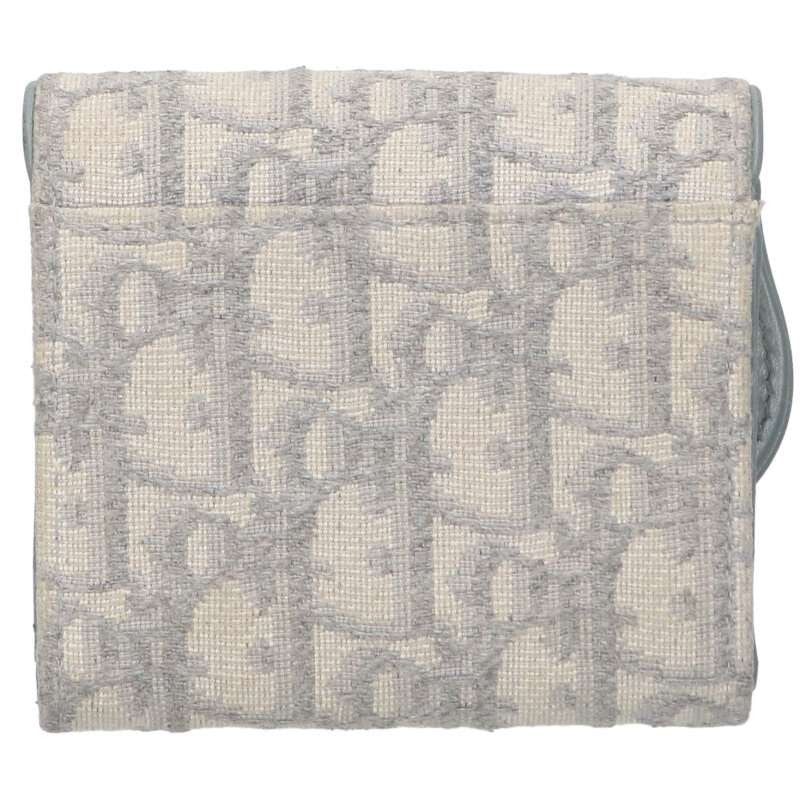 Christian Dior Tri-fold Wallet Compact Purse Trotter Saddle Gray Authentic