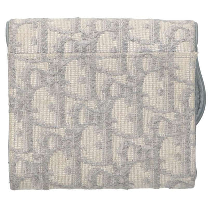 Christian Dior Tri-fold Wallet Compact Purse Trotter Saddle Gray Authentic