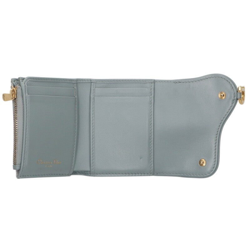 Christian Dior Tri-fold Wallet Compact Purse Trotter Saddle Gray Authentic