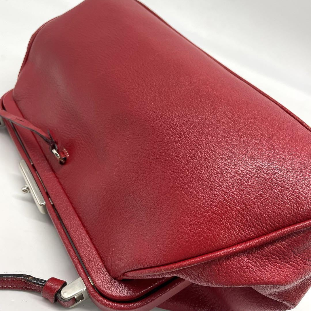 PRADA Hand Bag Tote Purse Leather Red Authentic