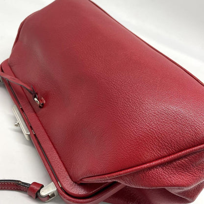 PRADA Hand Bag Tote Purse Leather Red Authentic