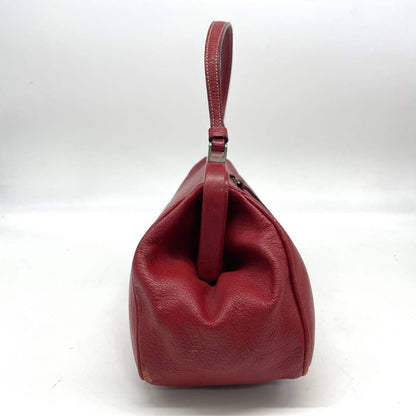 PRADA Hand Bag Tote Purse Leather Red Authentic