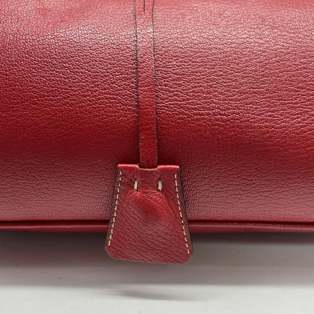 PRADA Hand Bag Tote Purse Leather Red Authentic