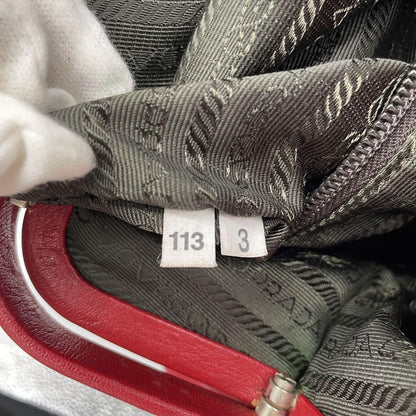 PRADA Hand Bag Tote Purse Leather Red Authentic