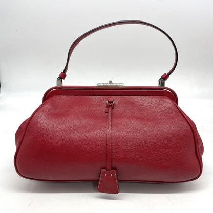 PRADA Hand Bag Tote Purse Leather Red Authentic