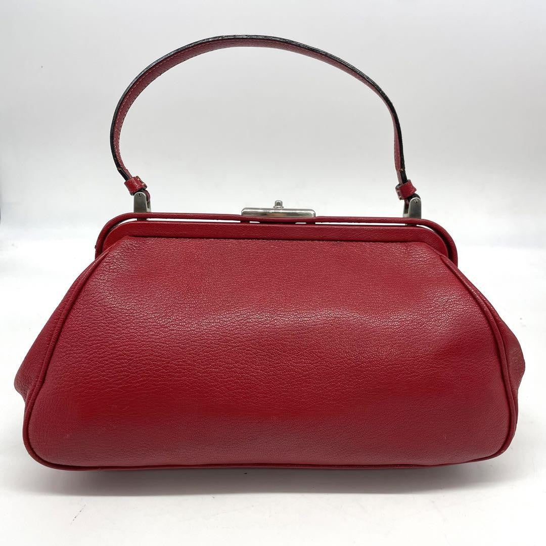 PRADA Hand Bag Tote Purse Leather Red Authentic