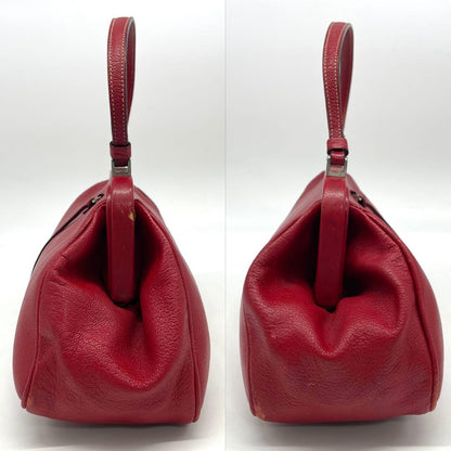 PRADA Hand Bag Tote Purse Leather Red Authentic