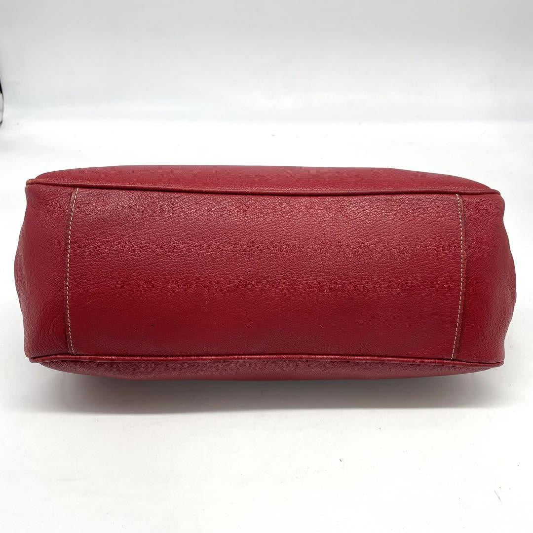 PRADA Hand Bag Tote Purse Leather Red Authentic
