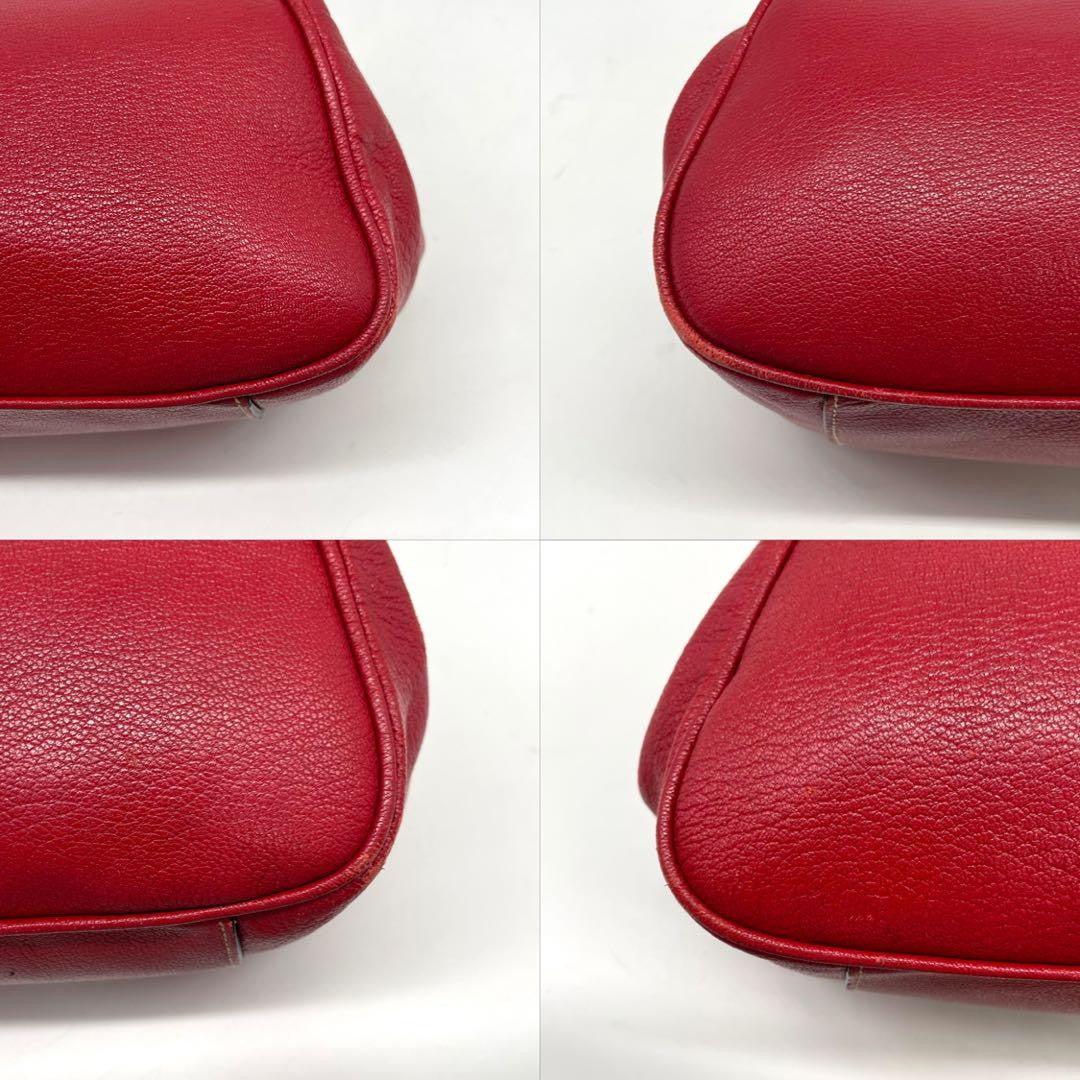 PRADA Hand Bag Tote Purse Leather Red Authentic