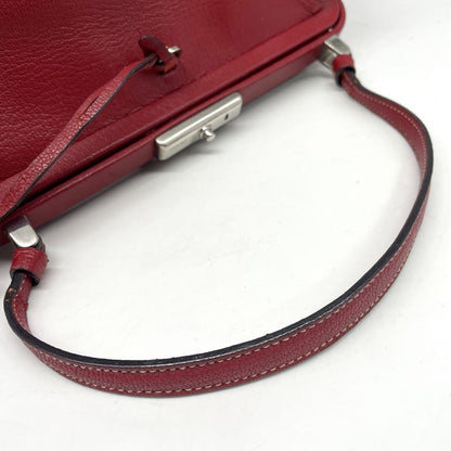 PRADA Hand Bag Tote Purse Leather Red Authentic