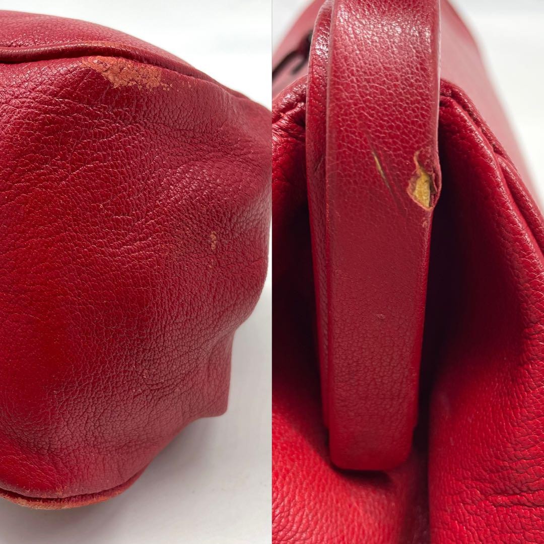 PRADA Hand Bag Tote Purse Leather Red Authentic