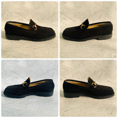GUCCI Loafers Shoes Horse Bit EU 36 US 6 Suede Black Authentic
