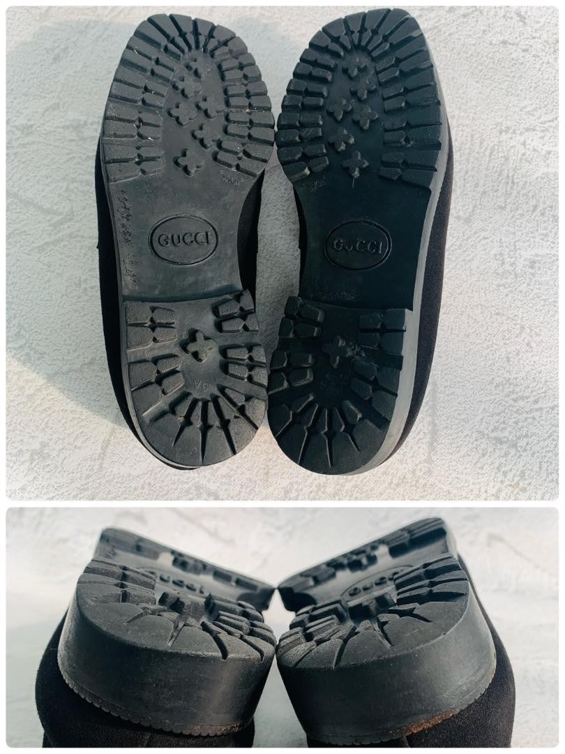 GUCCI Loafers Shoes Horse Bit EU 36 US 6 Suede Black Authentic