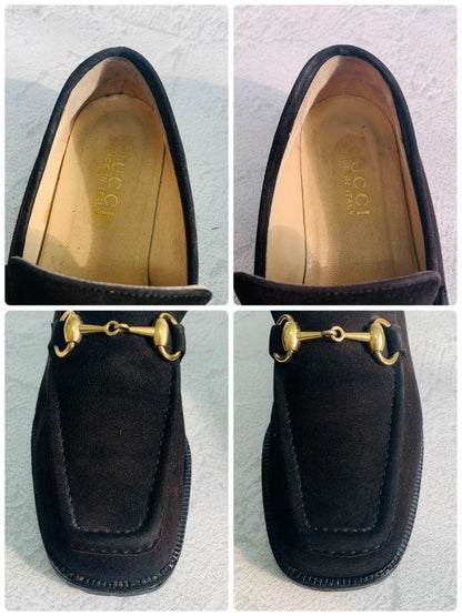 GUCCI Loafers Shoes Horse Bit EU 36 US 6 Suede Black Authentic