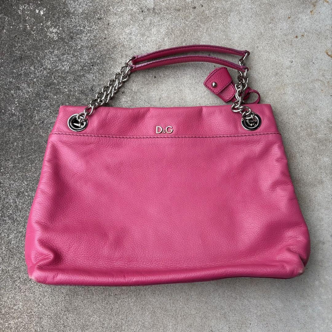 Dolce & Gabbana Hand Bag Tote Purse Leather Pink Authentic