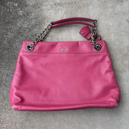 Dolce & Gabbana Hand Bag Tote Purse Leather Pink Authentic