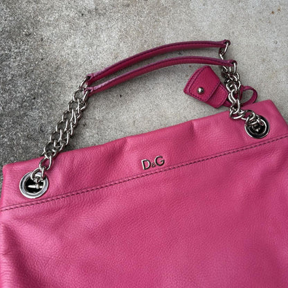 Dolce & Gabbana Hand Bag Tote Purse Leather Pink Authentic
