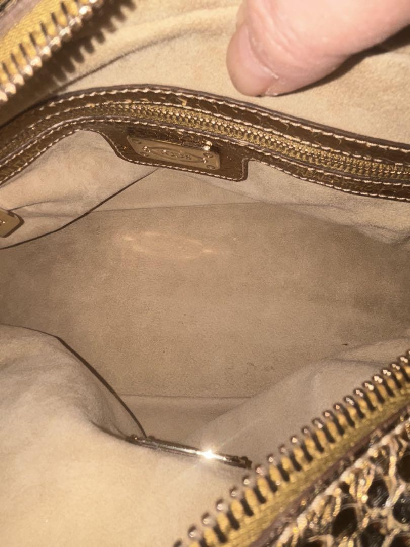 TOD'S Handbag Purse Gold Leather Charm Mini Boston Authentic Used Unisex