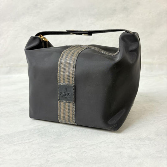 FENDI Vanity Bag Accessory Pouch Hand Pouch FF Pecan Black Authentic