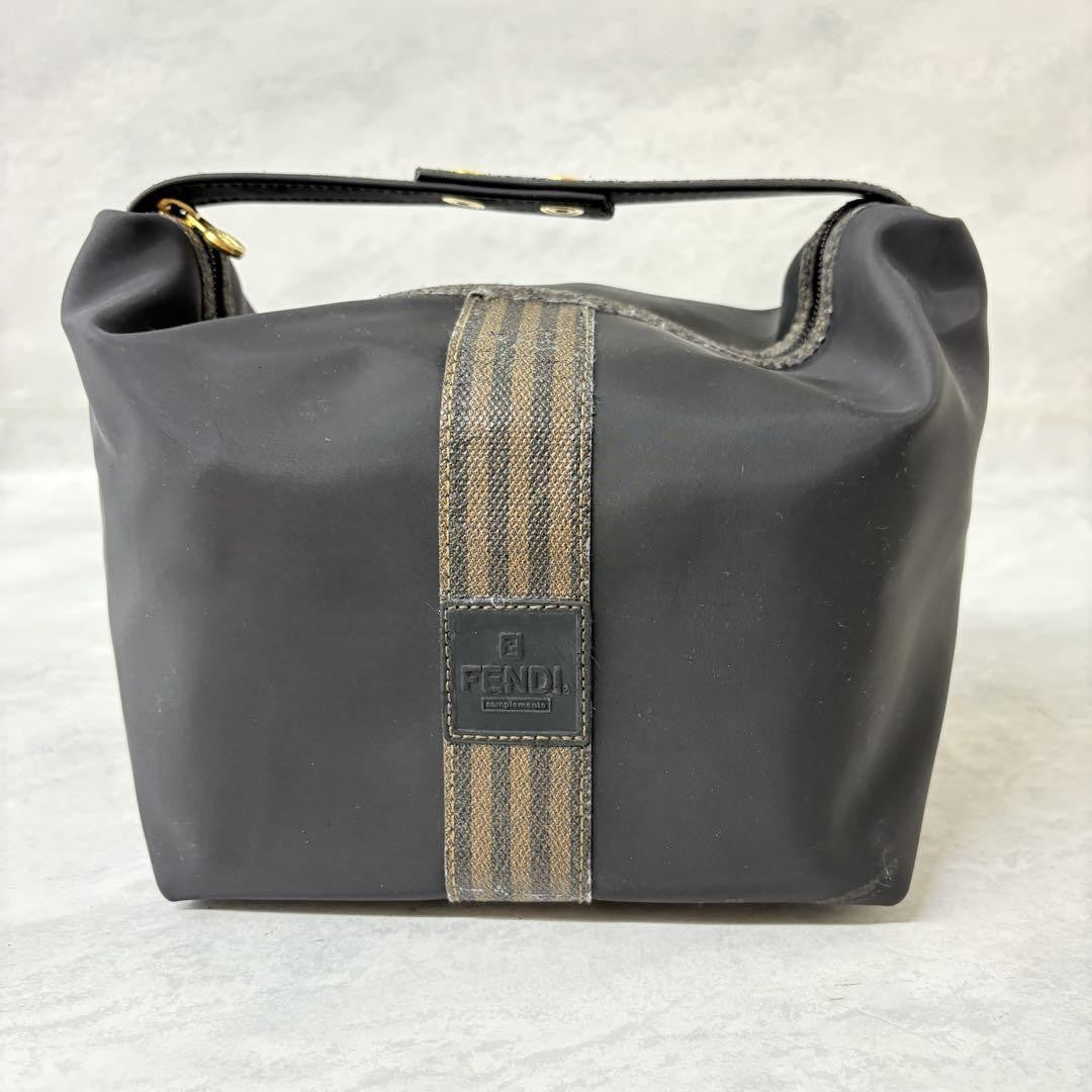 FENDI Vanity Bag Accessory Pouch Hand Pouch FF Pecan Black Authentic