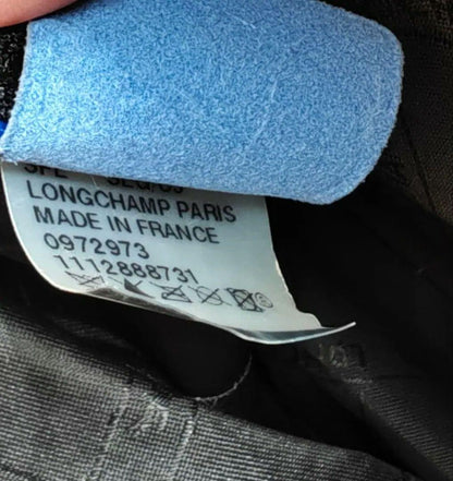 Longchamp Shoulder Bag Purse Leather Black Blue Authentic