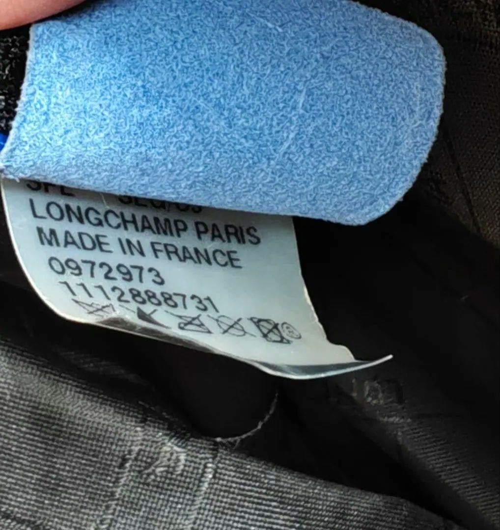 Longchamp Shoulder Bag Purse Leather Black Blue Authentic