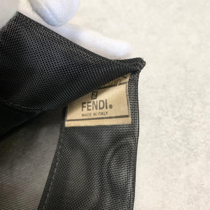 FENDI Bag FF Mesh Hand Tote Purse  Mesh Leather Black Used Women's Authentic