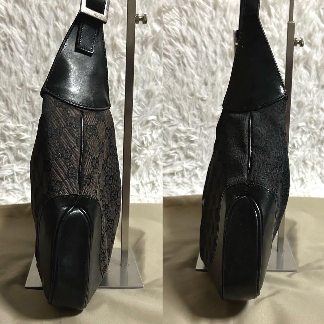 GUCCI Hand Shoulder Bag Tote Purse GG Canvas Black Authentic