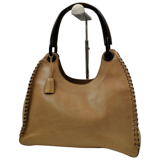 GUCCI Hand Bag Tote Purse Leather Beige Authentic