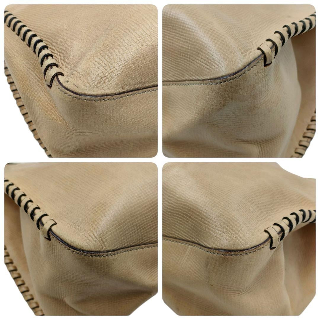 GUCCI Hand Bag Tote Purse Leather Beige Authentic