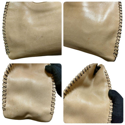 GUCCI Hand Bag Tote Purse Leather Beige Authentic