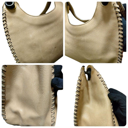 GUCCI Hand Bag Tote Purse Leather Beige Authentic