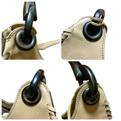 GUCCI Hand Bag Tote Purse Leather Beige Authentic