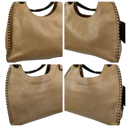 GUCCI Hand Bag Tote Purse Leather Beige Authentic