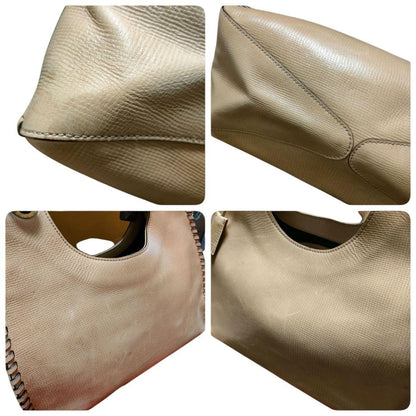 GUCCI Hand Bag Tote Purse Leather Beige Authentic