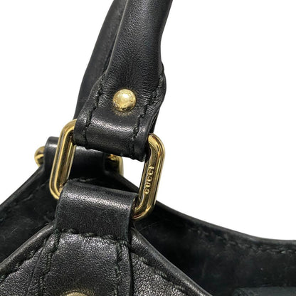 GUCCI Hand Bag Tote Purse GG Leather Black Authentic
