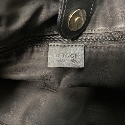 GUCCI Hand Bag Tote Purse GG Leather Black Authentic