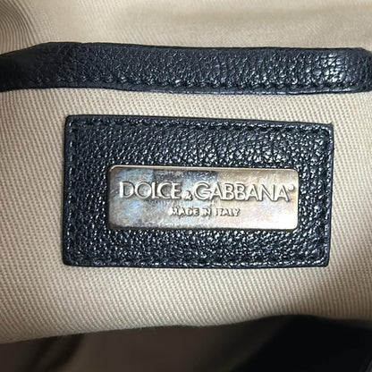 Dolce & Gabbana Hand Bag Tote Purse Patent Leather Nylon Beige Black Authentic