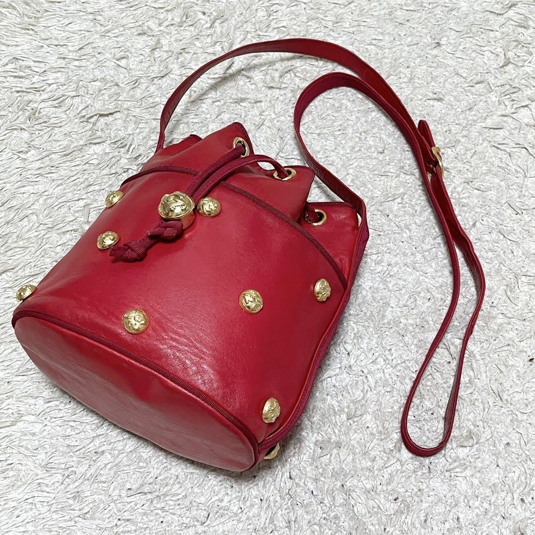 Salvatore Ferragamo Shoulder Bag Purse Leather Red Authentic