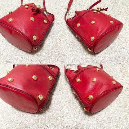 Salvatore Ferragamo Shoulder Bag Purse Leather Red Authentic
