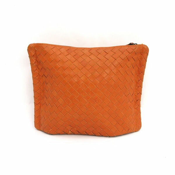 BOTTEGA VENETA Accessory Pouch Hand Pouch Intrecciato Orange Authentic
