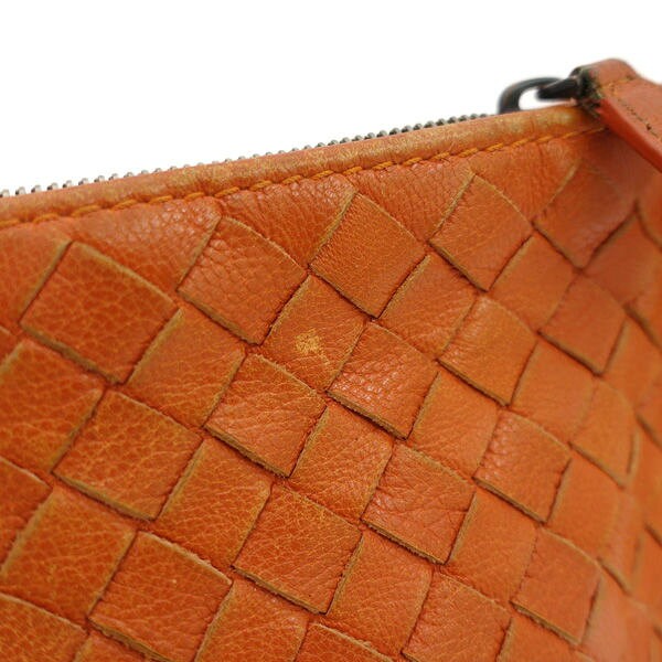 BOTTEGA VENETA Accessory Pouch Hand Pouch Intrecciato Orange Authentic