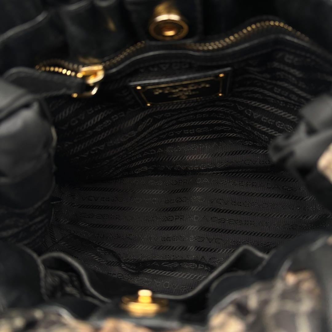 PRADA Hand Shoulder Bag Tote Purse 2way Nylon Leather Black Authentic
