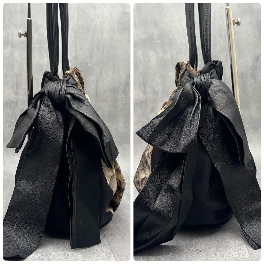 PRADA Hand Shoulder Bag Tote Purse 2way Nylon Leather Black Authentic