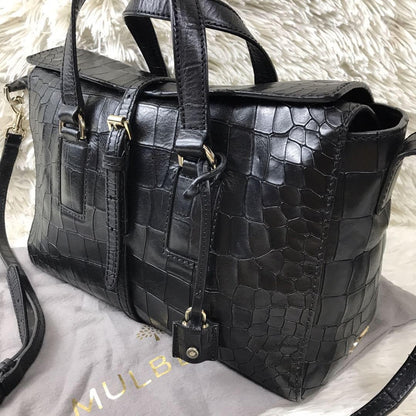 MULBERRY Hand Shoulder Bag Tote Purse 2way Leather Black Authentic